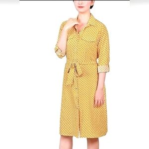 NY‎ COLLECTION SIZE M POLKADOTS YELLOW DRESS MIDI FALL